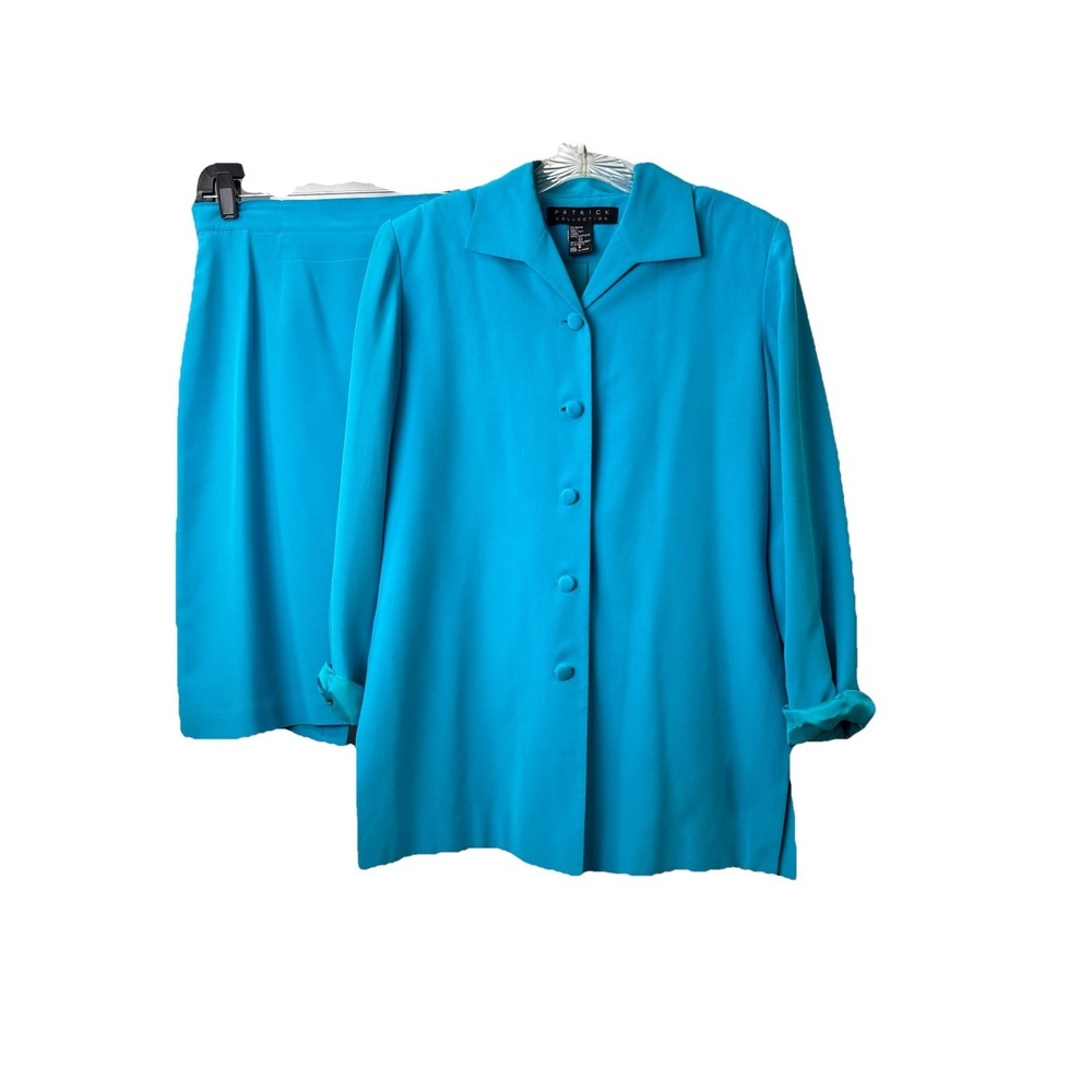 Patrick Collection Women's 100% Silk Lined Suit Set, Blue, Size 6